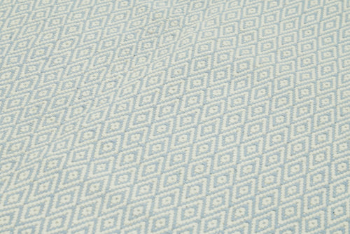 Nepal Geometric Blue Geometric Wool Cotton Handmade Rug 9'0'' x 12'0''