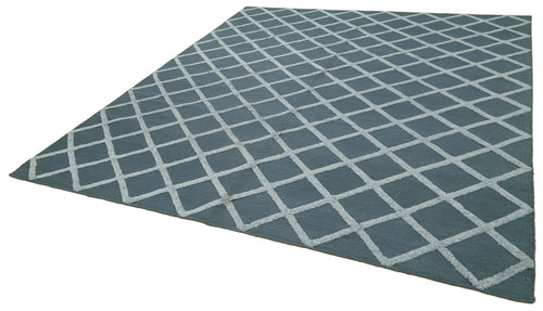 Nepal Geometric Blue Geometric Wool Cotton Handmade Rug 8'1'' x 10'0''