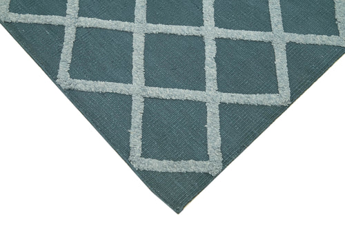 Nepal Geometric Blue Geometric Wool Cotton Handmade Rug 8'1'' x 10'0''