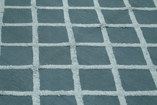 Nepal Geometric Blue Geometric Wool Cotton Handmade Rug 8'1'' x 10'0''