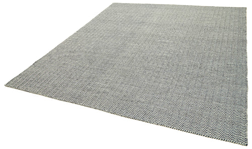 Nepal Geometric Grey Geometric Wool Cotton Handmade Rug 8'0'' x 10'0''