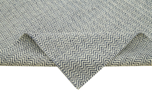 Nepal Geometric Grey Geometric Wool Cotton Handmade Rug 8'0'' x 10'0''