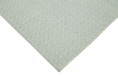 Nepal Geometric Blue Geometric Wool Cotton Handmade Rug 8'0'' x 10'0''