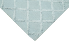 Nepal Geometric Blue Geometric Wool Cotton Handmade Rug 8'0'' x 10'0''