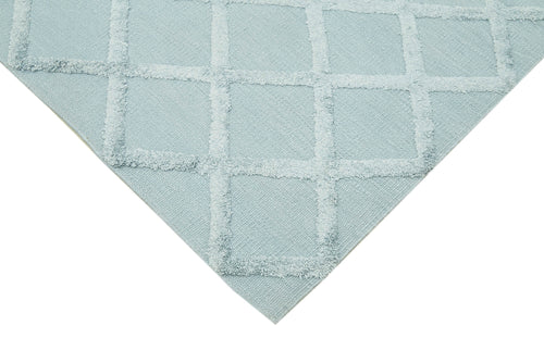 Nepal Geometric Blue Geometric Wool Cotton Handmade Rug 8'0'' x 10'0''