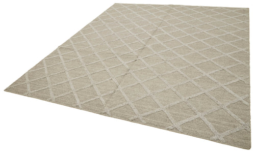 Nepal Geometric Brown Geometric Wool Cotton Handmade Rug 7'1'' x 9'1''