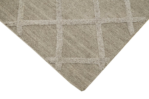 Nepal Geometric Brown Geometric Wool Cotton Handmade Rug 7'1'' x 9'1''