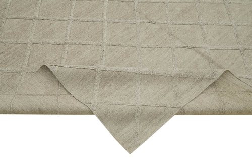 Nepal Geometric Brown Geometric Wool Cotton Handmade Rug 8'0'' x 10'0''