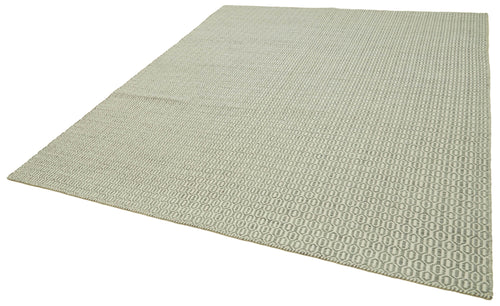 Nepal Geometric Grey Geometric Wool Cotton Handmade Rug 8'0'' x 10'0''