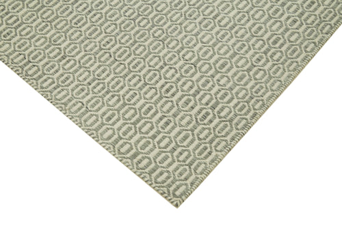 Nepal Geometric Grey Geometric Wool Cotton Handmade Rug 8'0'' x 10'0''