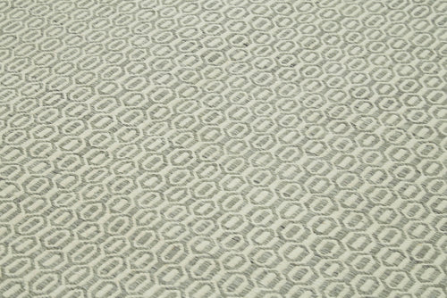 Nepal Geometric Grey Geometric Wool Cotton Handmade Rug 8'0'' x 10'0''