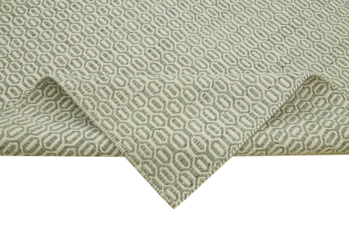 Nepal Geometric Grey Geometric Wool Cotton Handmade Rug 8'0'' x 10'0''