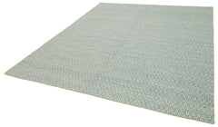 Nepal Geometric Blue Geometric Wool Cotton Handmade Rug 8'1'' x 10'0''