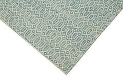 Nepal Geometric Blue Geometric Wool Cotton Handmade Rug 8'1'' x 10'0''