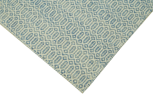 Nepal Geometric Blue Geometric Wool Cotton Handmade Rug 8'1'' x 10'0''