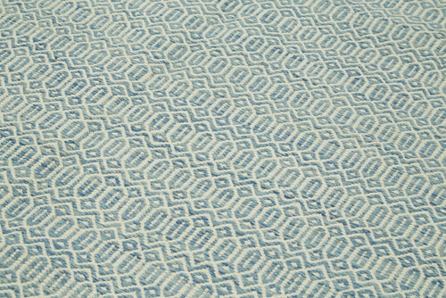 Nepal Geometric Blue Geometric Wool Cotton Handmade Rug 8'1'' x 10'0''