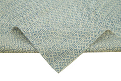 Nepal Geometric Blue Geometric Wool Cotton Handmade Rug 8'1'' x 10'0''