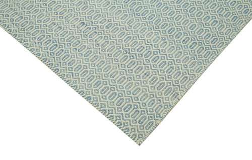 Nepal Geometric Blue Geometric Wool Cotton Handmade Rug 8'1'' x 10'0''