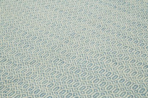 Nepal Geometric Blue Geometric Wool Cotton Handmade Rug 8'1'' x 10'0''