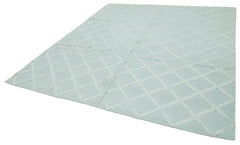 Nepal Geometric Blue Geometric Wool Cotton Handmade Rug 8'0'' x 10'0''