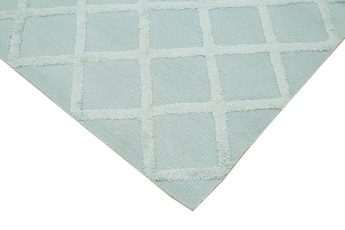 Nepal Geometric Blue Geometric Wool Cotton Handmade Rug 8'0'' x 10'0''