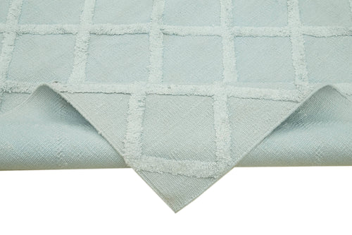 Nepal Geometric Blue Geometric Wool Cotton Handmade Rug 8'0'' x 10'0''