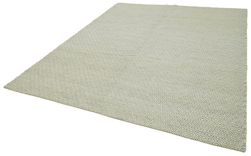 Nepal Geometric Grey Geometric Wool Cotton Handmade Rug 8'1'' x 10'0''
