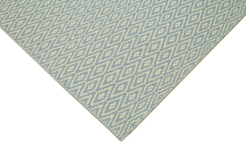 Nepal Geometric Blue Geometric Wool Cotton Handmade Rug 8'1'' x 10'0''