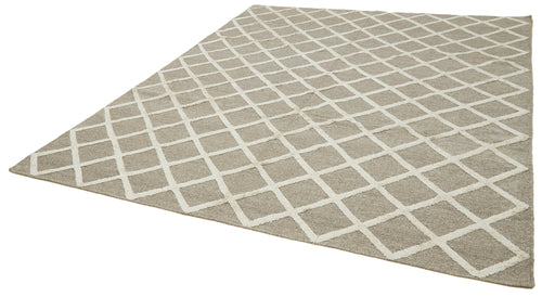 Nepal Geometric Beige Geometric Wool Cotton Handmade Rug 8'1'' x 10'0''
