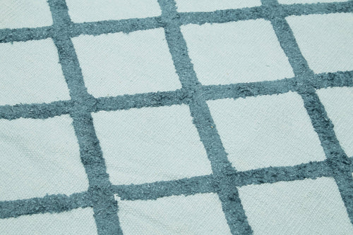 Nepal Geometric Blue Geometric Wool Cotton Handmade Rug 8'1'' x 10'0''