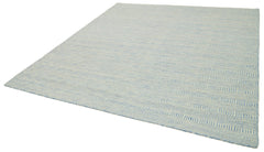 Nepal Geometric Blue Geometric Wool Cotton Handmade Rug 8'0'' x 10'0''