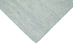 Nepal Geometric Blue Geometric Wool Cotton Handmade Rug 8'0'' x 10'0''