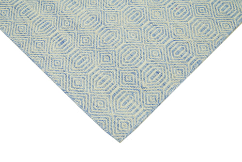 Nepal Geometric Blue Geometric Wool Cotton Handmade Rug 8'0'' x 10'0''