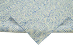 Nepal Geometric Blue Geometric Wool Cotton Handmade Rug 8'0'' x 10'0''