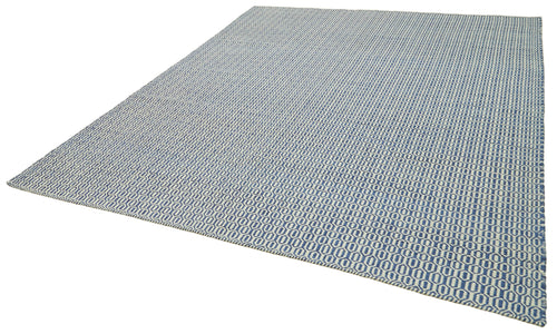 Nepal Geometric Blue Geometric Wool Cotton Handmade Rug 8'1'' x 10'0''