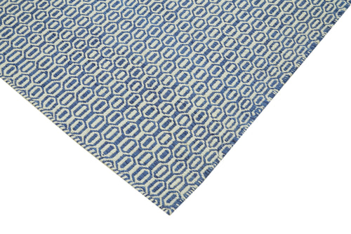 Nepal Geometric Blue Geometric Wool Cotton Handmade Rug 8'1'' x 10'0''