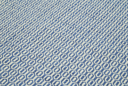 Nepal Geometric Blue Geometric Wool Cotton Handmade Rug 8'1'' x 10'0''