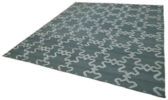 Nepal Geometric Grey Geometric Wool Cotton Handmade Rug 8'0'' x 10'0''
