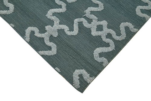 Nepal Geometric Grey Geometric Wool Cotton Handmade Rug 8'0'' x 10'0''