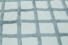 Nepal Geometric Blue Geometric Wool Cotton Handmade Rug 8'0'' x 10'0''