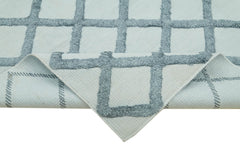 Nepal Geometric Blue Geometric Wool Cotton Handmade Rug 8'0'' x 10'0''