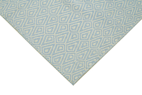 Nepal Geometric Blue Geometric Wool Cotton Handmade Rug 8'0'' x 10'0''