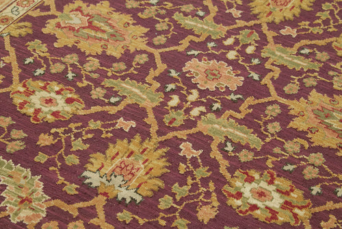 Tebriz Purple Classic Cotton Wool Handmade Area Rug 5'11'' x 9'1''