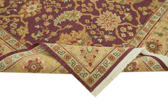 Tebriz Purple Classic Cotton Wool Handmade Area Rug 5'11'' x 9'1''