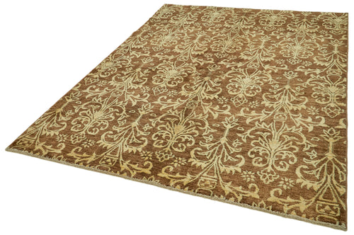 Tebriz Brown Classic Cotton Wool Handmade Area Rug 6'2'' x 9'0''