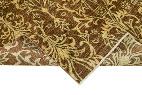 Tebriz Brown Classic Cotton Wool Handmade Area Rug 6'2'' x 9'0''