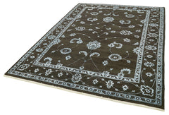 Tebriz Black Classic Cotton Wool Handmade Area Rug 6'2'' x 9'4''