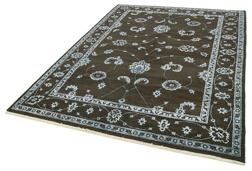 Tebriz Black Classic Cotton Wool Handmade Area Rug 6'2'' x 9'4''