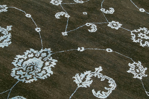 Tebriz Black Classic Cotton Wool Handmade Area Rug 6'2'' x 9'4''