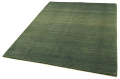 Handmade Area Rug – Tebriz Green Classic Cotton Wool Vintage Carpet 5'6''x7'4''